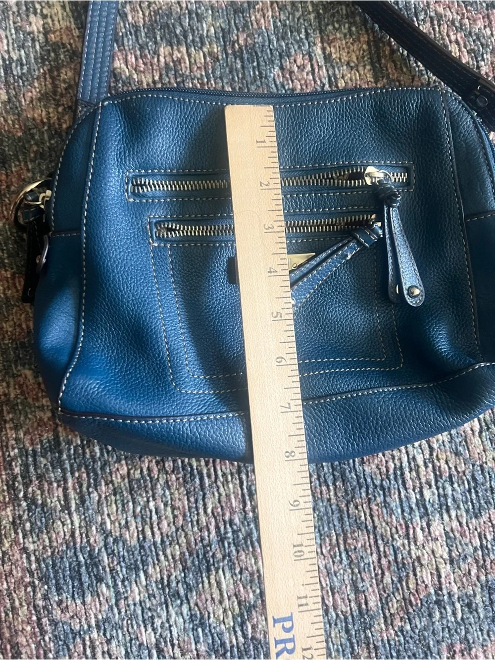 Blue Leather Tignanello Crossbody Bag - Classic Pebbled Leather organizers style